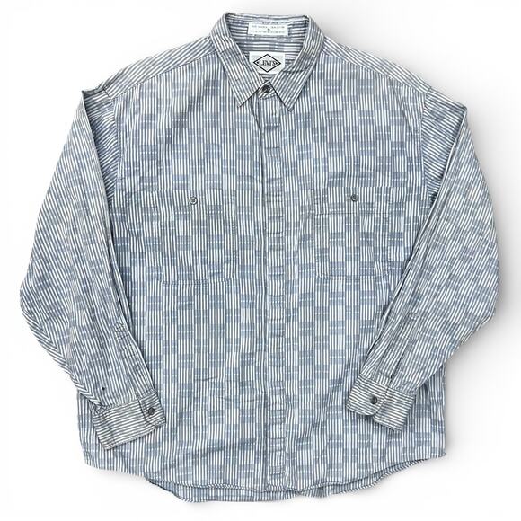 Levi's Other - Vintage 90s Levi's Geometric Stripe Checker Button Up Shirt XL Blue Abstract